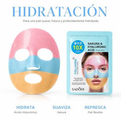 Pack Mascarillas Coreanas 10X Ácido Hialurónico + Colágeno