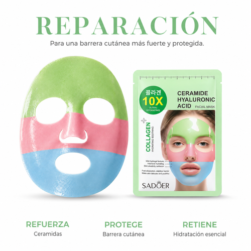 Pack Mascarillas Coreanas 10X Ácido Hialurónico + Colágeno