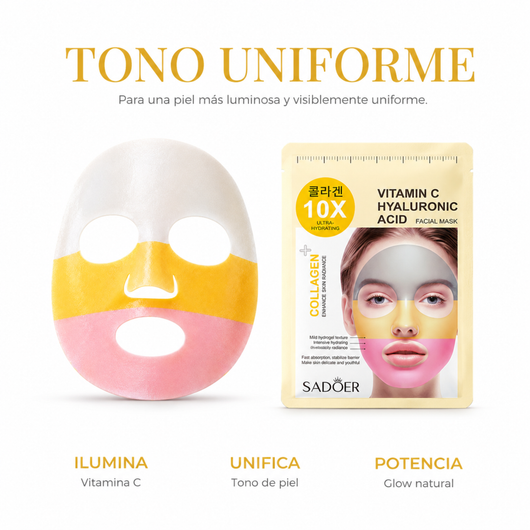 Pack Mascarillas Coreanas 10X Ácido Hialurónico + Colágeno